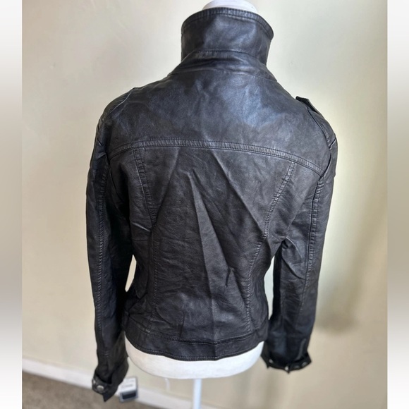 Blanc Noir Women’s Y2K Black Moto Jacket Vegan Faux Leather Full Zip M NWT - Picture 5 of 12